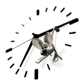 jerboa the mouse hanging from clock md wht